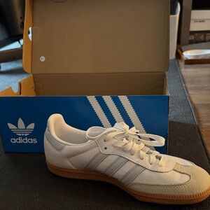 Adidas White and Light Blue Trainers